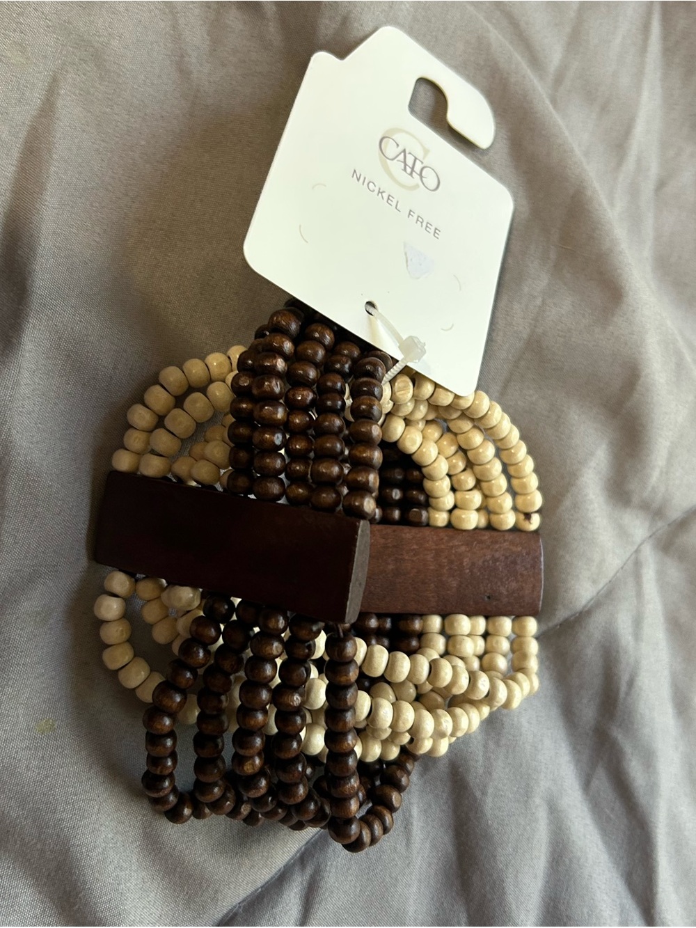 💚3/$25Cato Wooden Bead Multi-Strand Bracelet in Brown & Cream NWT
